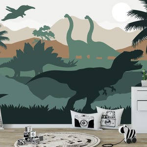 Dinosaur Wallpaper Kids Peel & Stick - Jurassic World Nursery Wall Mural Removable - T-Rex Wall Decor Kids - Triceratops Wall Decor