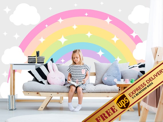 Carta da parati murale per bambini arcobaleno