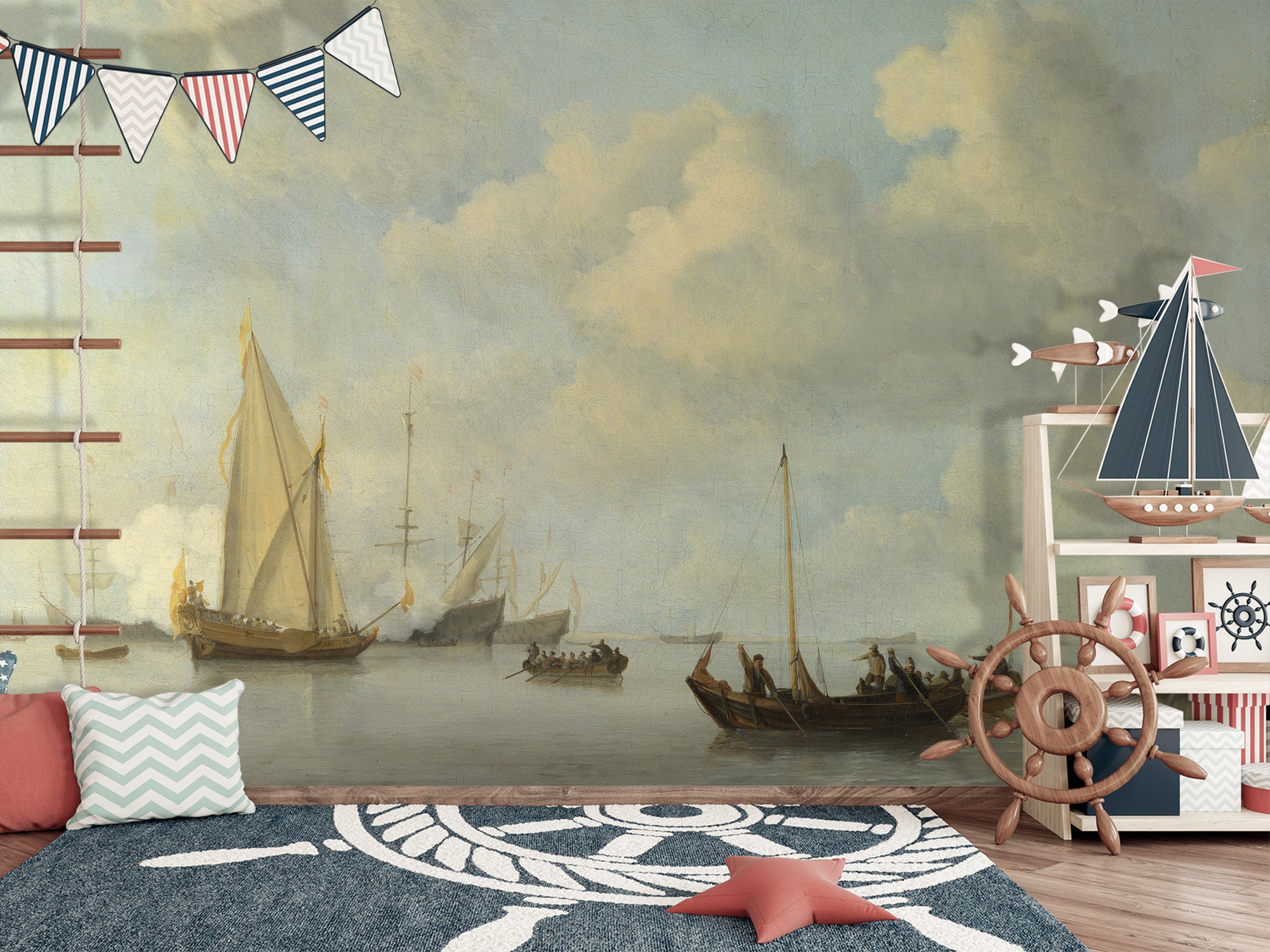 Oil Painting Wallpaper Removable Nautical Wall Mural Large Etsy