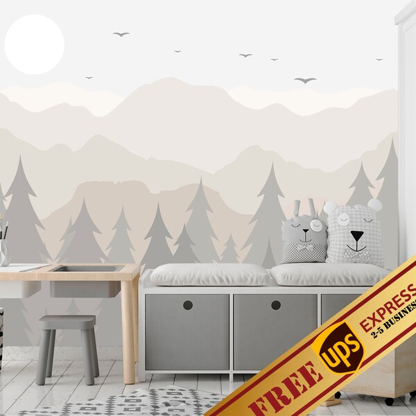 Nursery Wallpaper Mountains Etsy