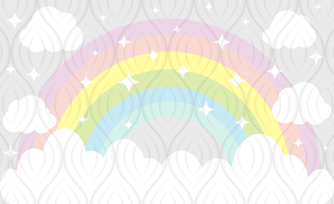 Large Pastel Rainbow with Clouds Wallpaper Unicorn Themed | Etsy