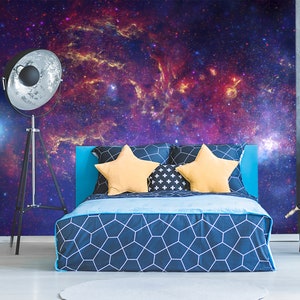 Space Wallpaper Removable, Galaxy Large Wall Mural Dark, Universe Wallpaper Removeble Kids Nursery, Stars Wallpaper, Sky Wallpaper