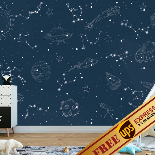Сonstellation Wallpaper Removable. Dark Space Wallpaper Kids. - Etsy UK Сonstellation Wallpaper Removable. Dark Space Wallpaper Kids. - Etsy UK