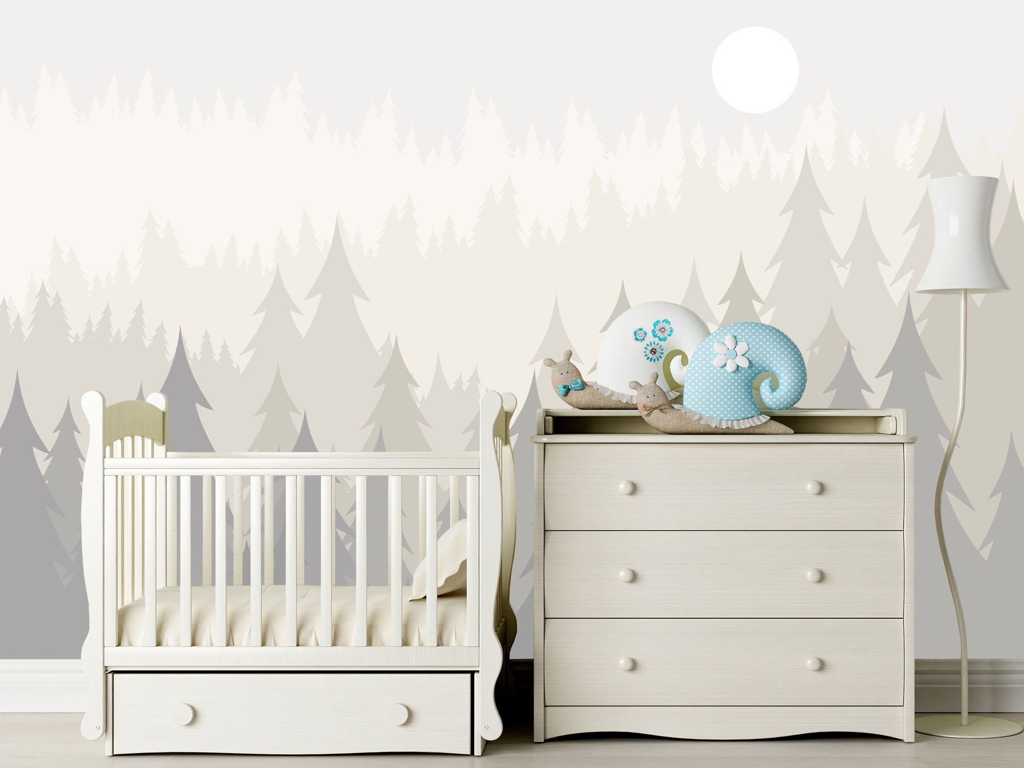 Pine Tree Forest Wallpaper Woodland Wallpaper Kids Removable - Etsy
