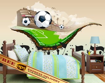 Football Wallpaper Removable. Soccer Wall Mural Kids. Teen Boy Room Decor. Black Friday Wallpaper Non Woven. Sports Themed Nursery Mural