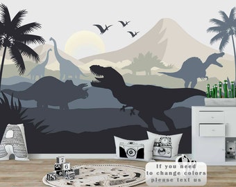 Jurassic World Wallpaper Kids Trex Wall Mural Nursery Dinosaur Wallpaper Removable Boy Room Dinosaur World Wallpaper Peel Stick  Playroom