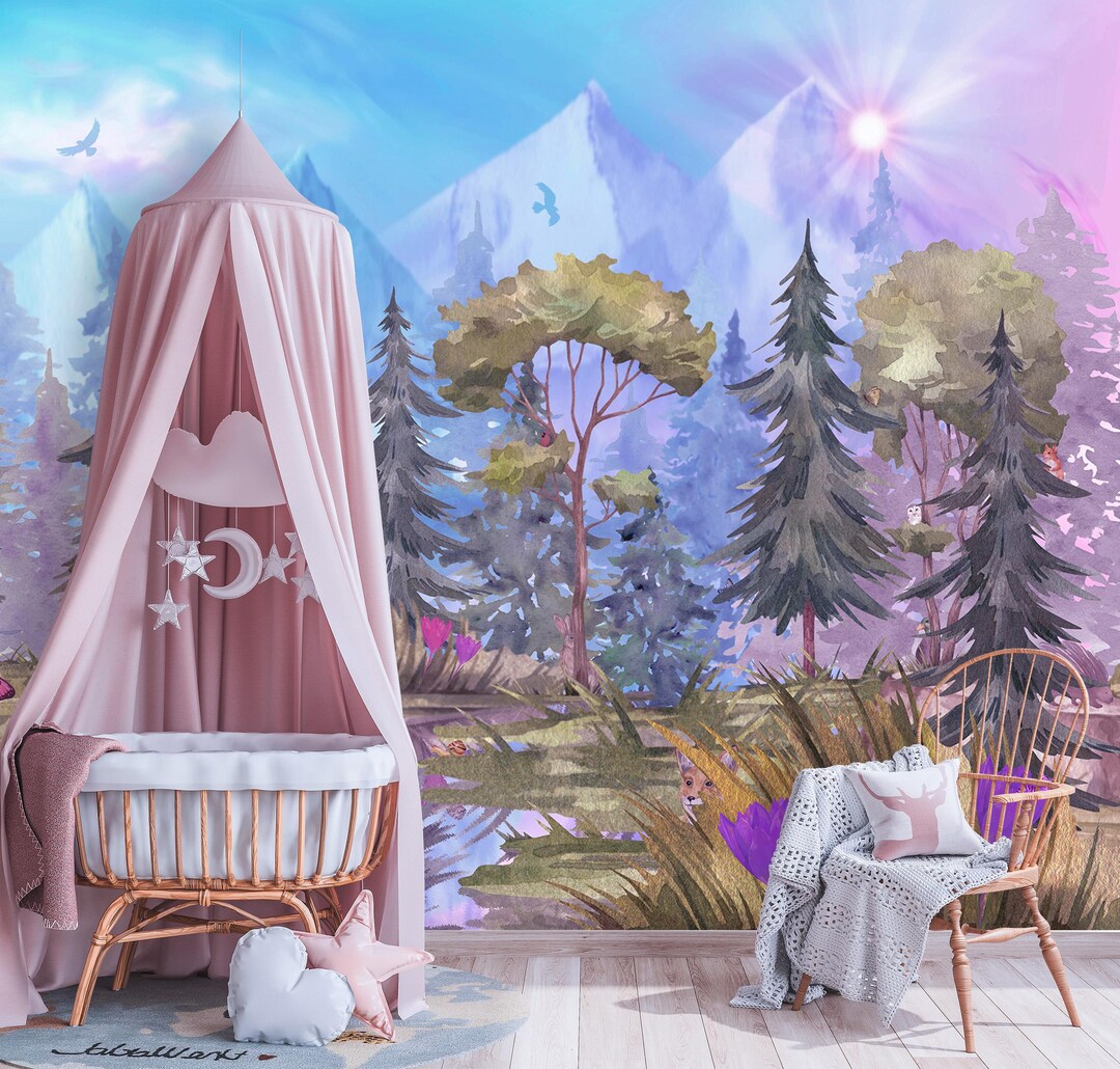 Buy Mountain Nursery Wallpaper Removable, Woodland Toddler Room Wall