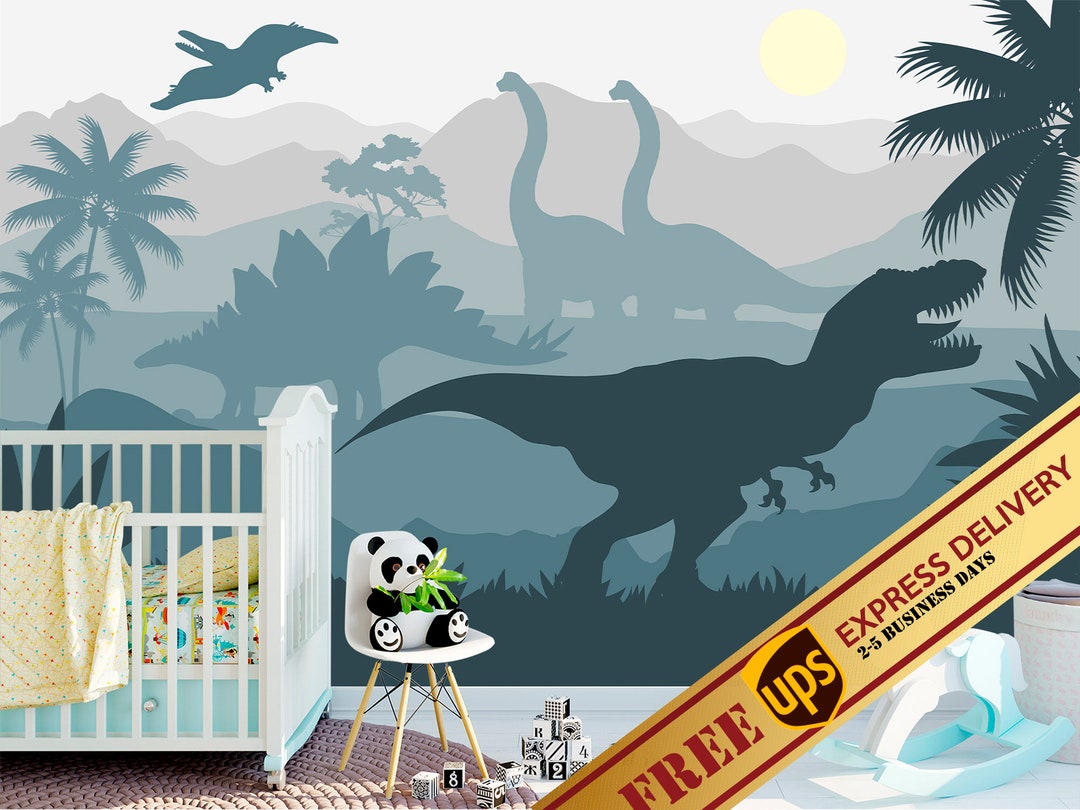 Jurassic World Wall Mural Dinosaurs Wallpaper Boys Bedroom Etsy