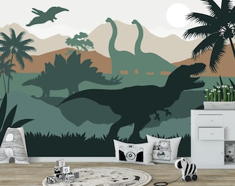 Dinosaur Wallpaper Kids Peel & Stick - Jurassic World Nursery Wall Mural Removable - T-Rex Wall Decor Kids - Triceratops Wall Decor