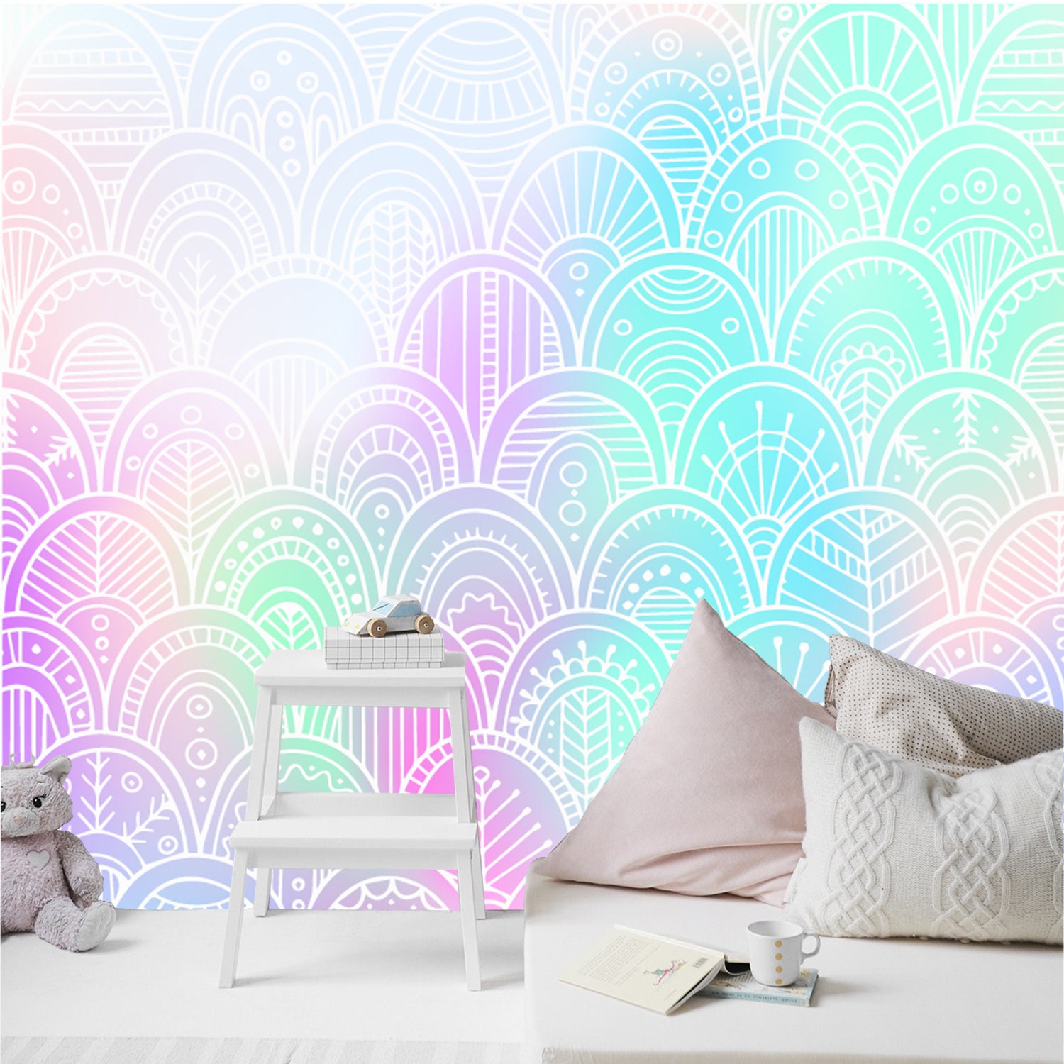 Scallop Wallpaper Self Adhesive Wallpaper Bohemian | Etsy