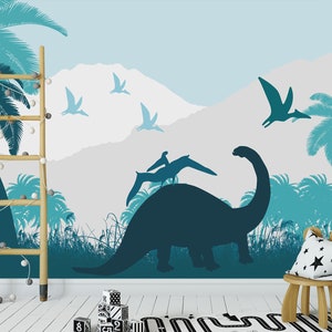 Dinosaur Wallpaper Boys Room Decor, Wallpaper Jurassic World Large Wall Mural Kids, Pterodactyl, Brachiosaurus, Stegosaurus Wall Decor GJ160