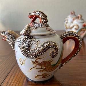 Antique Japanese Dragon Tea Set Blue - Etsy