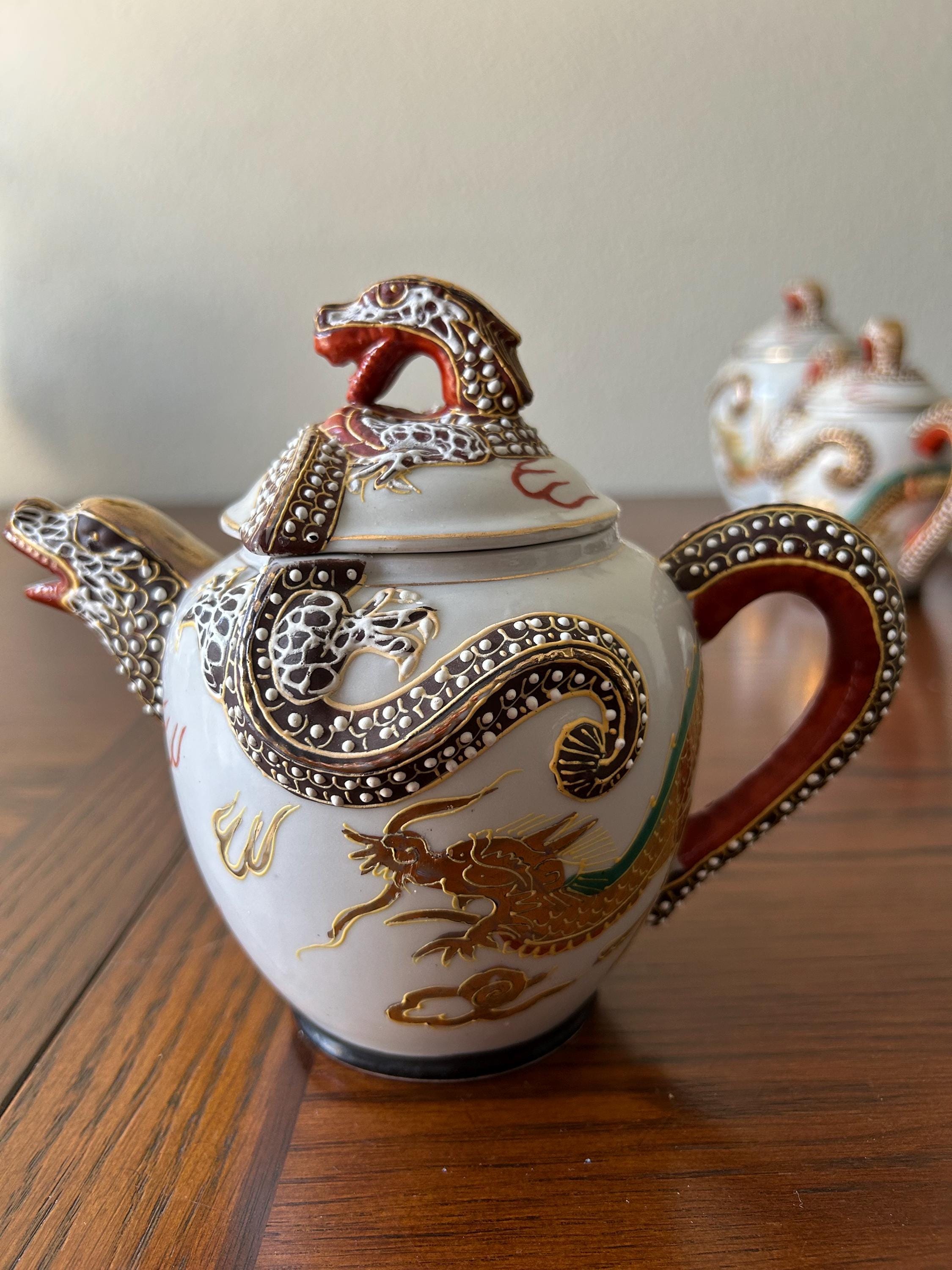 Antique Japanese Dragon Tea Set Blue - Etsy