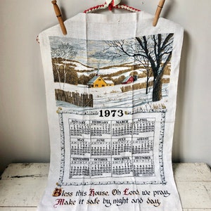 1973 &quot;Bless This House&quot; Kay Dee linen tea towel