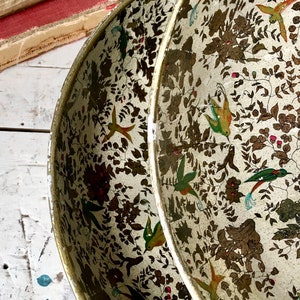 Two vintage Japan Paper mâché bowls birds and flowers image 8