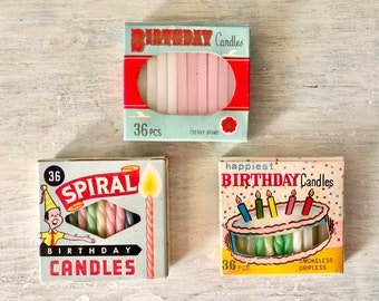 Three vintage packs of birthday candles