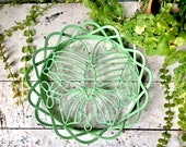 Butterfly trivet or stand sea-foam green enameled metal