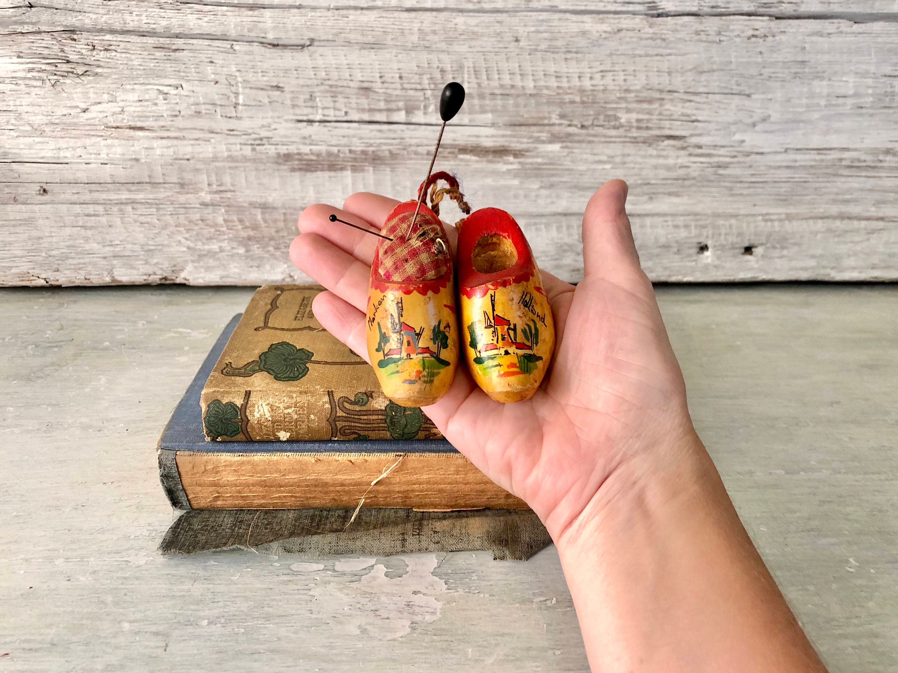 Pin Head Clogs Vintage Miniature Wooden Clogs Pin Cushion From Holland - Etsy