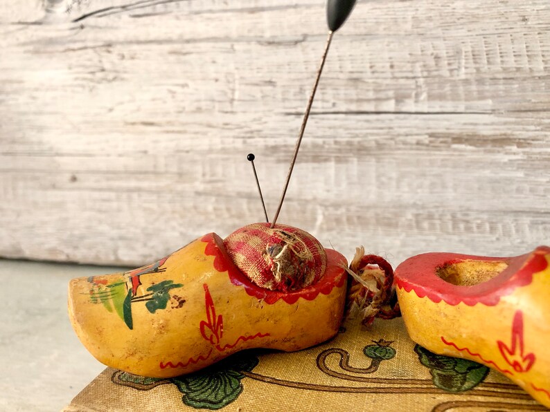 Pin Head Clogs Vintage Miniature Wooden Clogs Pin Cushion From Holland - Etsy