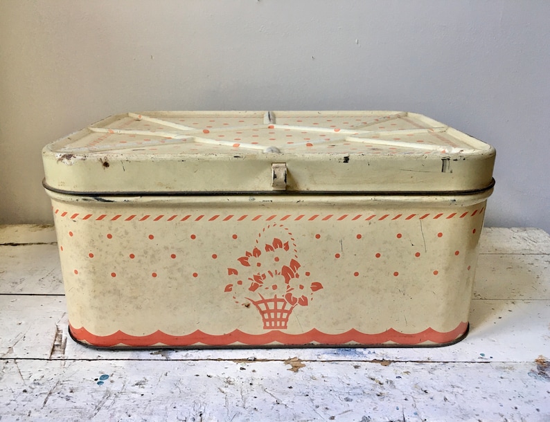 Vintage Metal Bread Box With Hinged Top Etsy