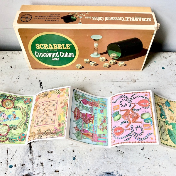 1964 Scrabble Crossword Cubes Game; includes a fantastic illustrated product brochure