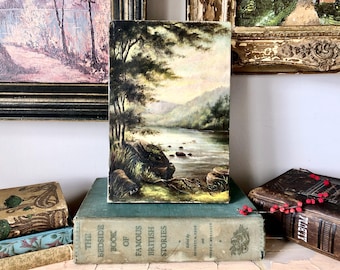 Vintage oil painting on linen; Woodland landscape