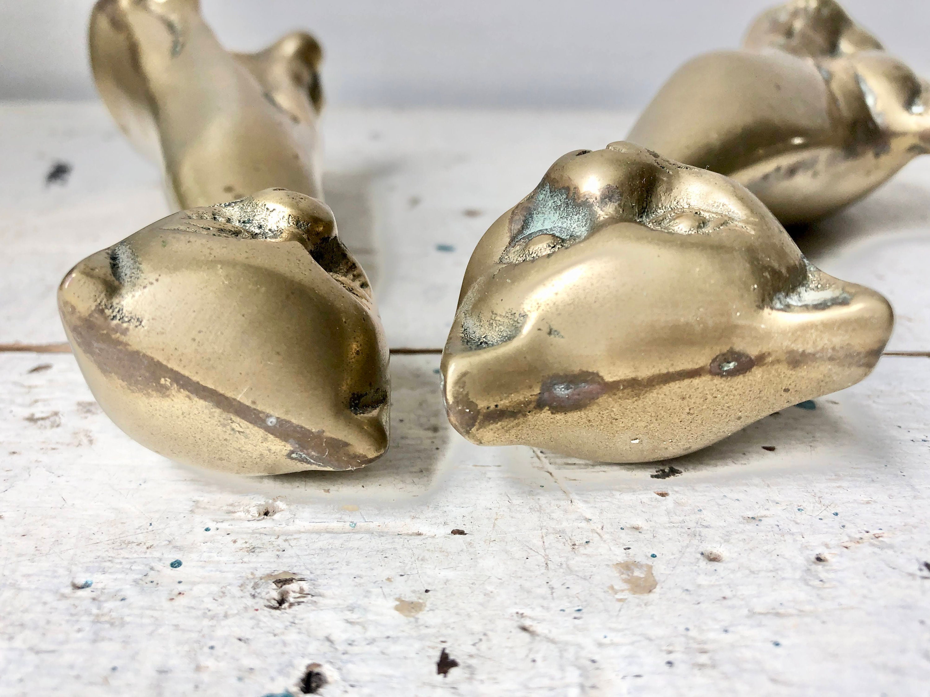 真鍮製 Brass 仔猫 2体 置物 モダンな雰囲気のヴィンテージ真鍮猫の置物 2 体 - Etsy 日本