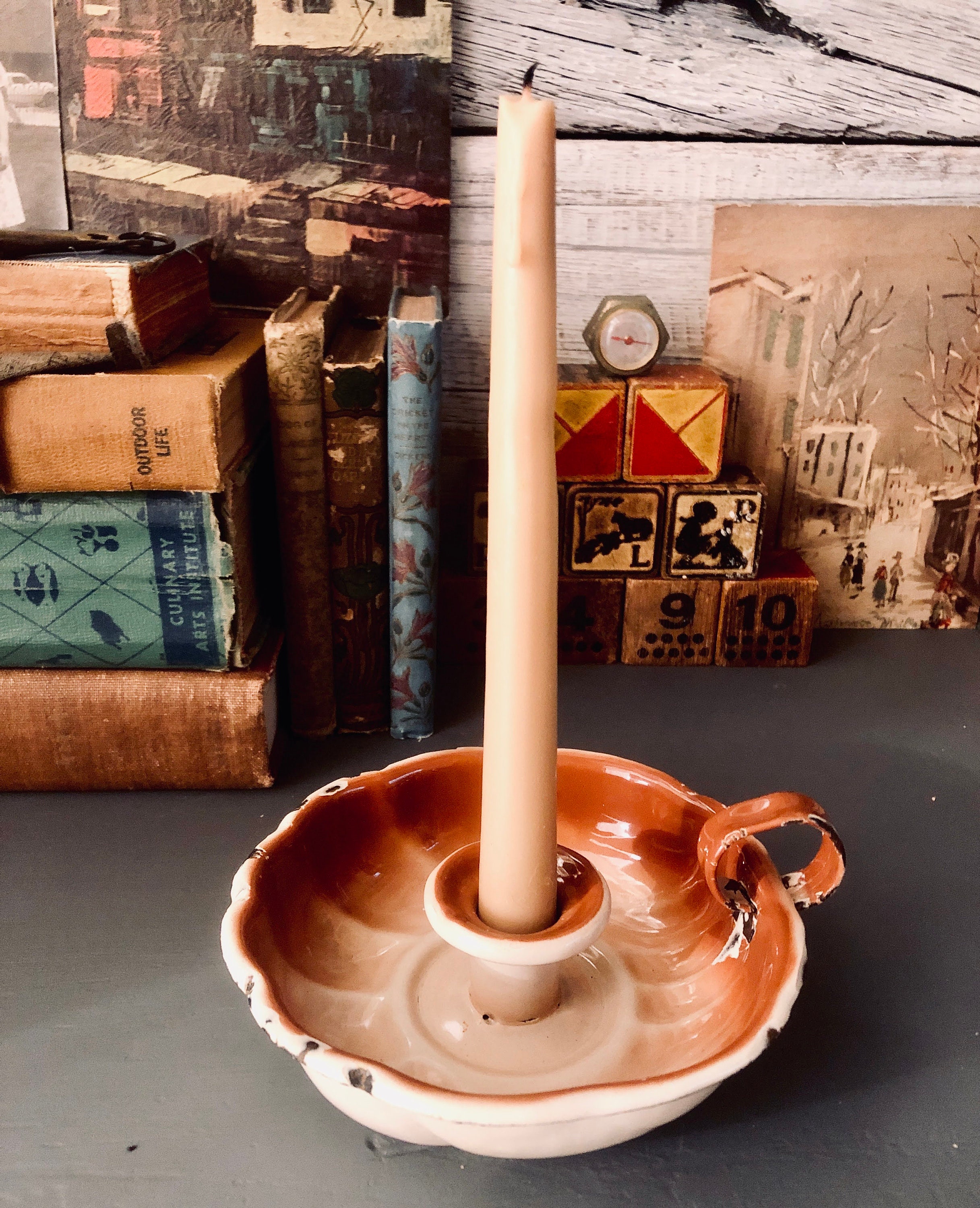 アンティーク雑貨 Antique Enamel Chamberstick Vintage Enamelware Chamber Candlestick Holder - Etsy