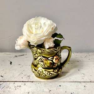 Vintage ceramic creamer or vase with fruit and veg design; Made in Japan