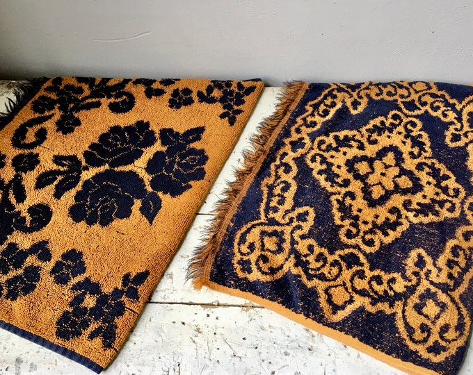 Two Vintage Blue and Gold Hand Towels Cannon Monticello Etsy