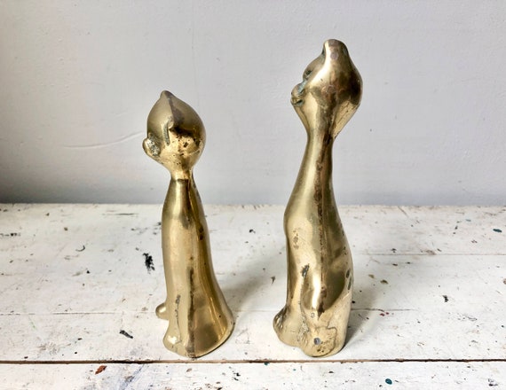 真鍮製 Brass 仔猫 2体 置物