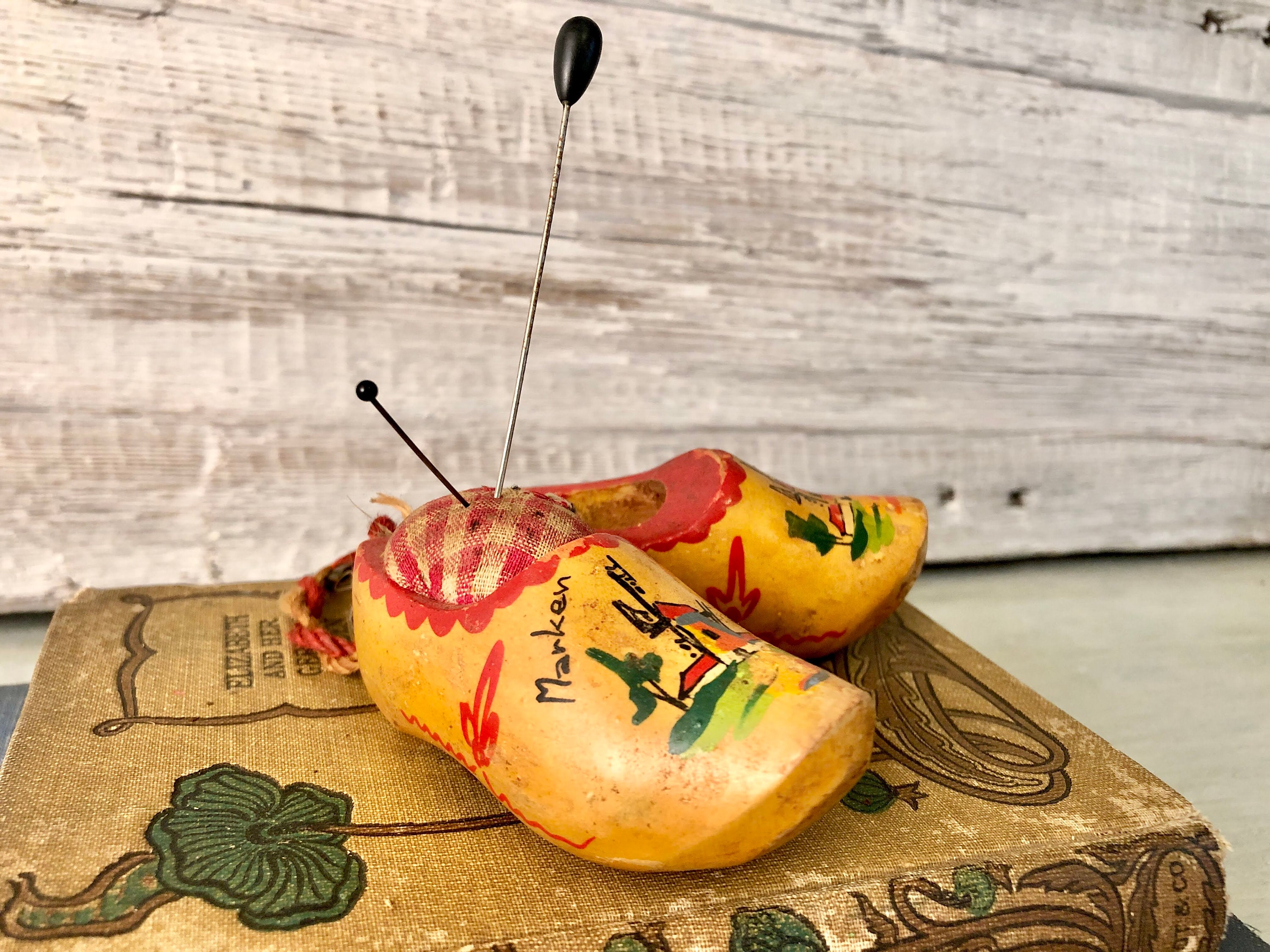 Pin Head Clogs Vintage Miniature Wooden Clogs Pin Cushion From Holland - Etsy