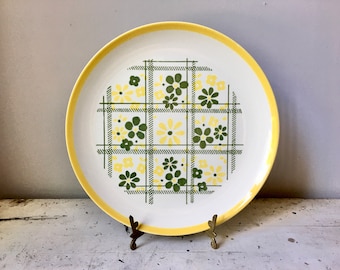Plato de cerámica vintage de flower-power para servir
