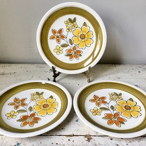 Vintage Mikasa Cera-Stone Awake salad plates; set of three