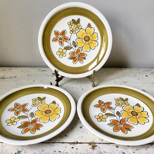 Vintage Mikasa Cera-Stone Awake salad plates; set of three