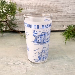 Vintage souvenir Plymouth, Massachusetts glass; Federal Glass Co.