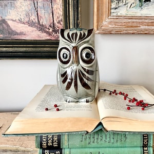Vintage Mexican Tonala pottery owl figurine, 6&quot; tall
