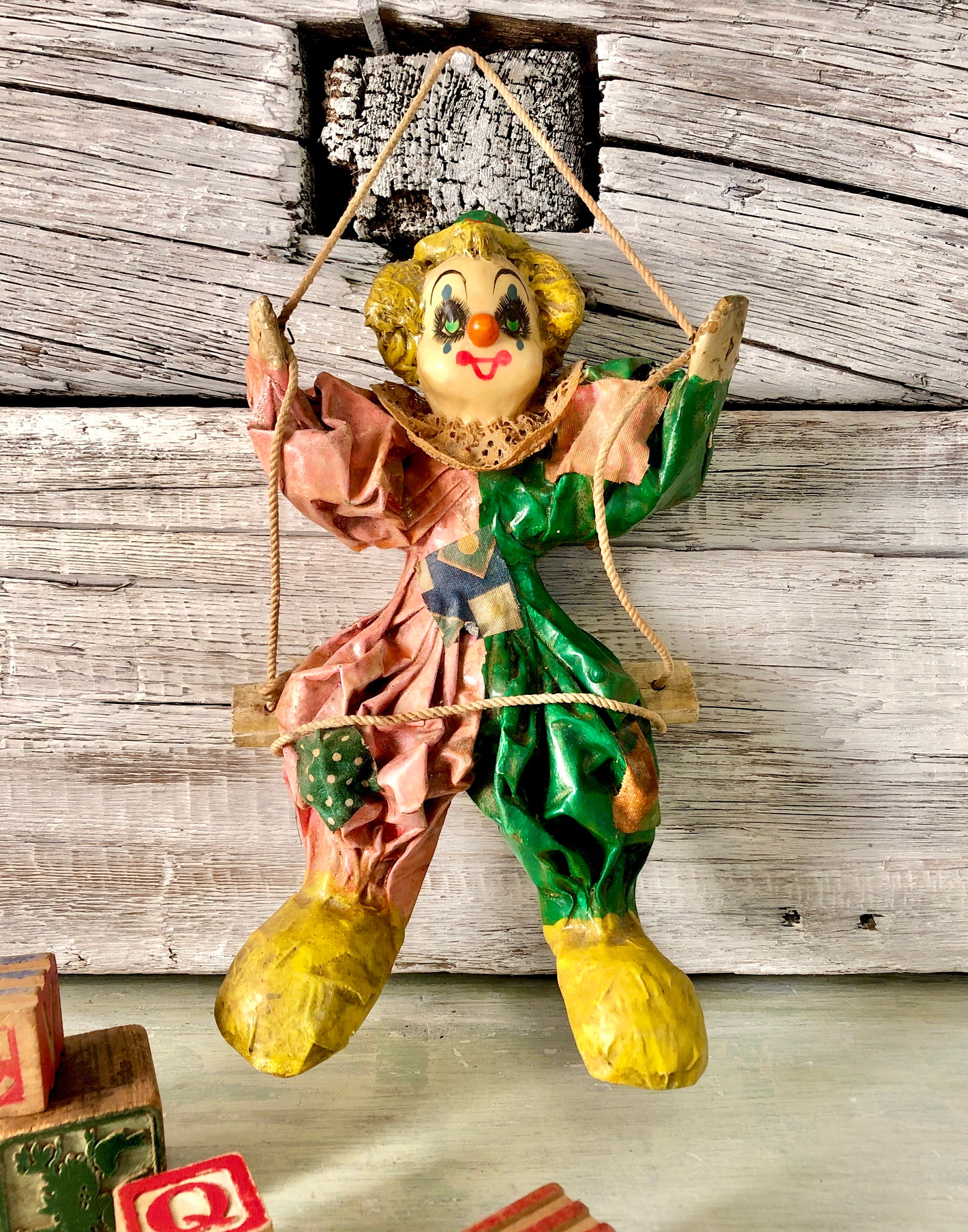 Vintage Paper Mache Swinging Clown; Made in Mexico - Etsy