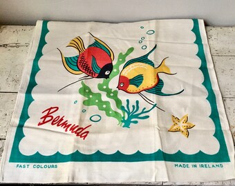 Vintage linen tea towel; Bermuda