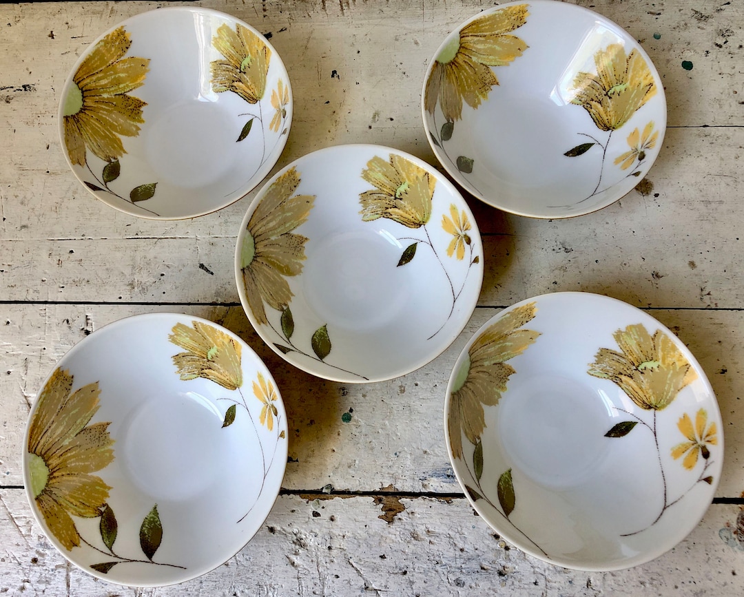 Five Vintage Mikasa Dessert Bowls Eclipse Line With Golden Etsy