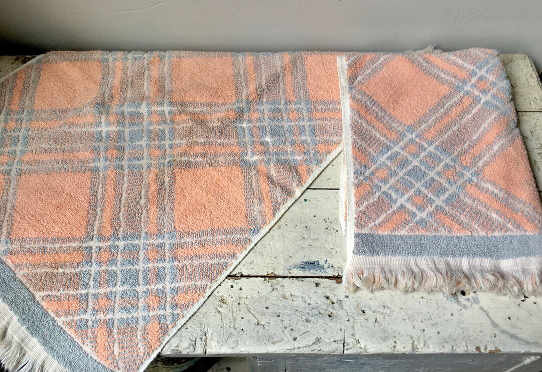 Two Vintage MH Jcpenney Hand Towels in Pastel Plaid Etsy