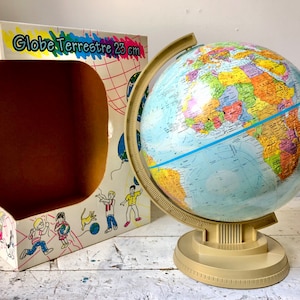1991 Replogle 9-inch globe in original box with user guide