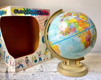 1991 Replogle 9-inch globe in original box with user guide