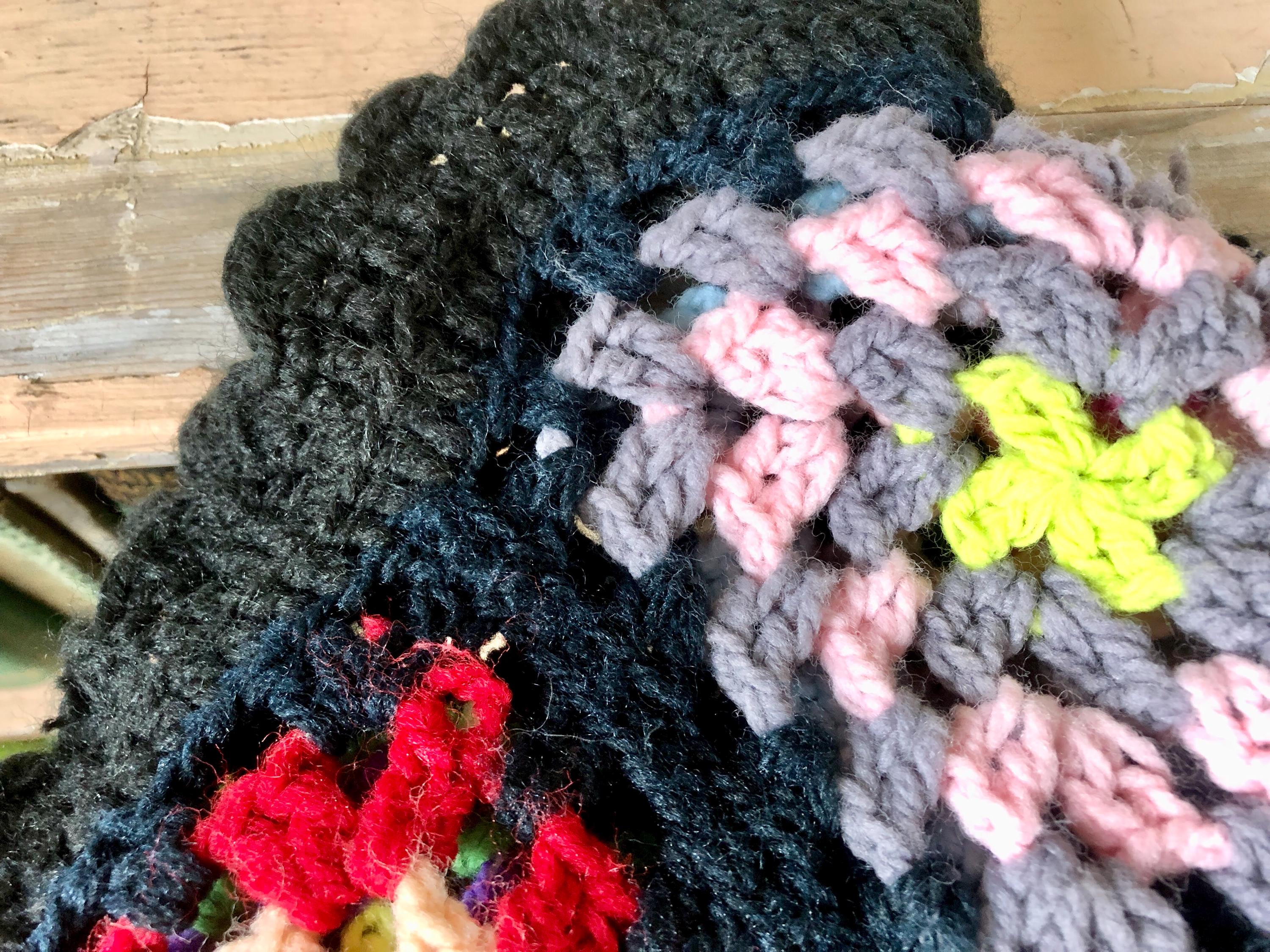 Vintage Handmade Granny Square Crochet Blanket; 50x73