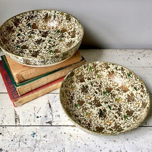 Two vintage Japan Paper mâché bowls birds and flowers image 1