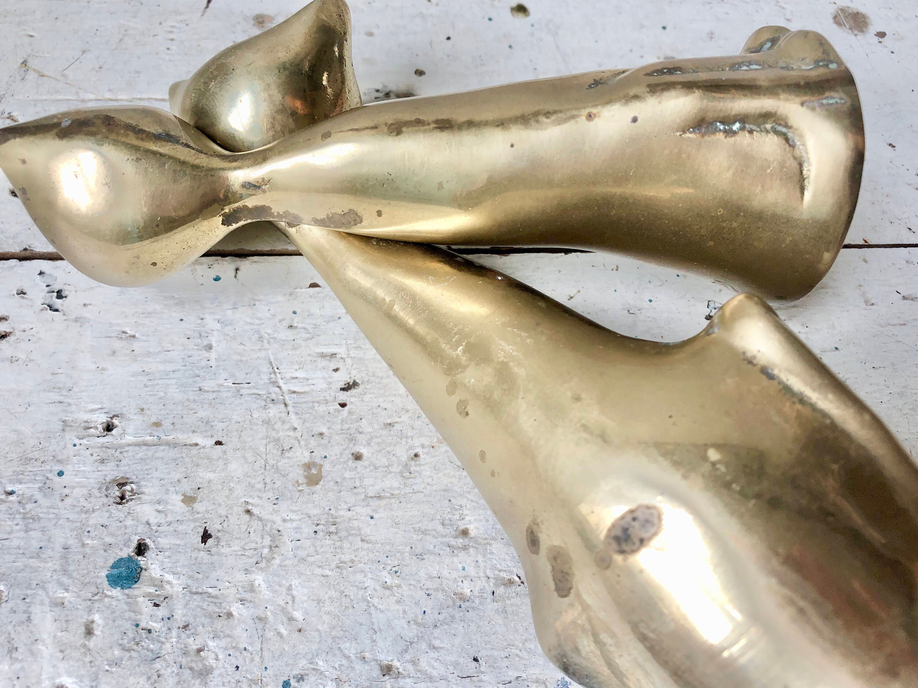 真鍮製 Brass 仔猫 2体 置物 モダンな雰囲気のヴィンテージ真鍮猫の置物 2 体 - Etsy 日本