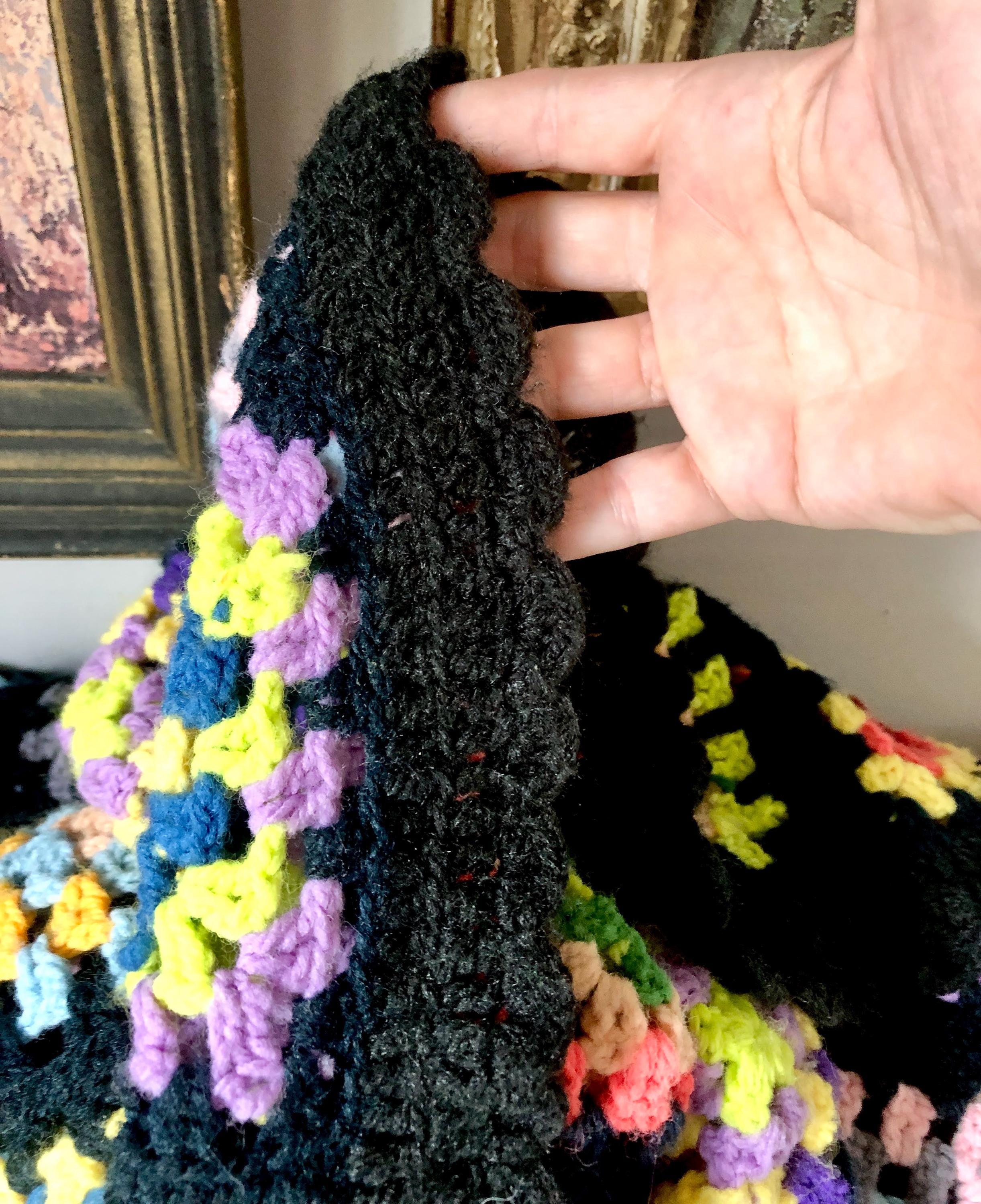 Vintage Handmade Granny Square Crochet Blanket; 50x73