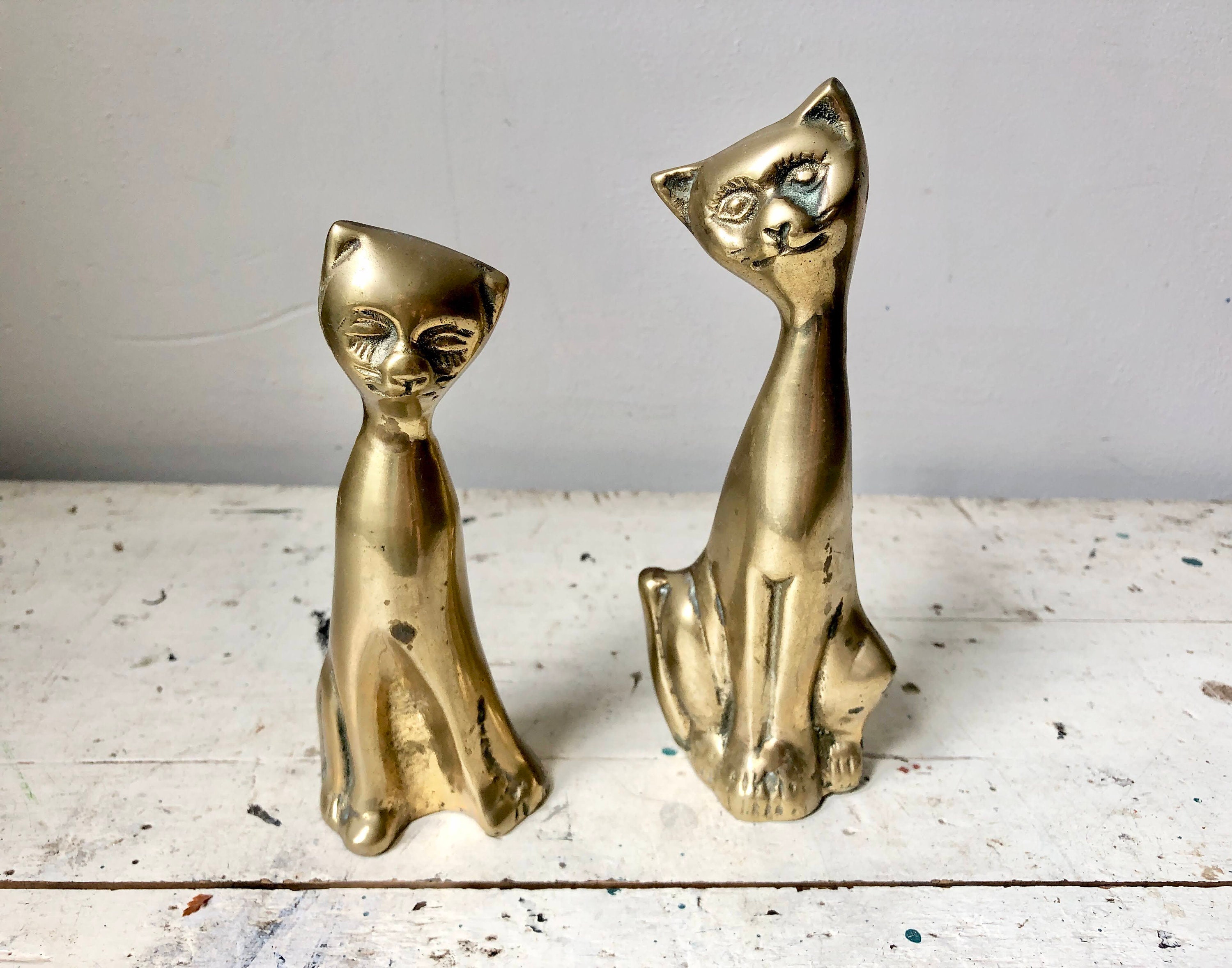 真鍮製 Brass 仔猫 2体 置物 モダンな雰囲気のヴィンテージ真鍮猫の置物 2 体 - Etsy 日本