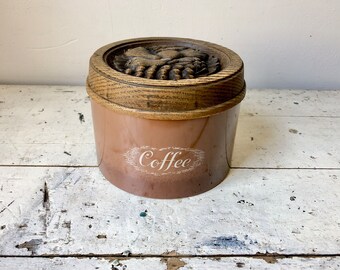 boîte à café vintage avec couvercle à fruits en plastique moulé; Artisanat de Burlington