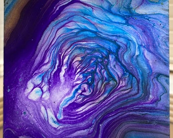 12x12 Pintura Acrílica Pour "Amor en la Niebla"